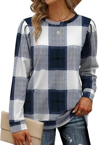 Geifa Sweatshirts for Women Crewneck Puff Sleeve Tunic Tops Lightweight Sweaters Fashion 2023 in Saudi Arabia