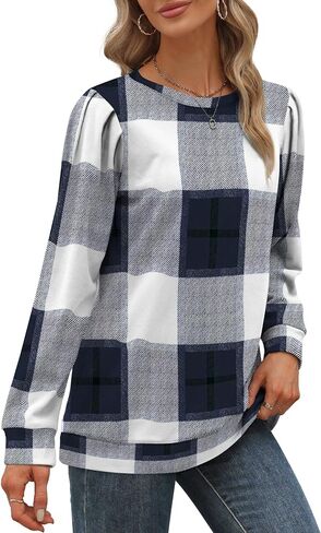 Geifa Sweatshirts for Women Crewneck Puff Sleeve Tunic Tops Lightweight Sweaters Fashion 2023 in Saudi Arabia
