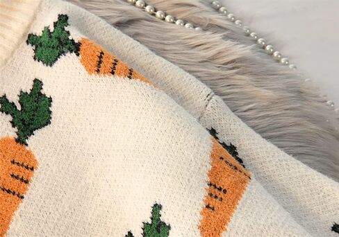 Womens Knitted Orange Sweater Casual Loose Long Sleeve Pullover Sweater Tops in Kuwait