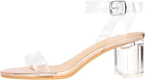 Women's Strappy Clear Chunky Clear Block Low Heeled Sandals 2 Inches Open Toe Ankle Strap High Heel Dress Sandals Daily Work Party Sandal Shoes in Saudi Arabia