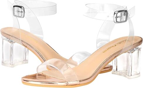 Women's Strappy Clear Chunky Clear Block Low Heeled Sandals 2 Inches Open Toe Ankle Strap High Heel Dress Sandals Daily Work Party Sandal Shoes in Saudi Arabia