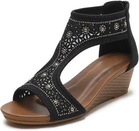 WOJWSKI Women's Slide Wedge Sandal Open Toe High Heel Zipper Back Platform in Kuwait