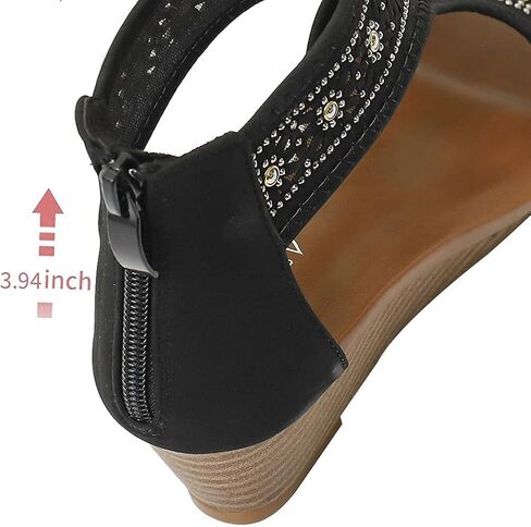 WOJWSKI Women's Slide Wedge Sandal Open Toe High Heel Zipper Back Platform in Kuwait