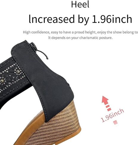WOJWSKI Women's Slide Wedge Sandal Open Toe High Heel Zipper Back Platform in Kuwait