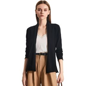 GreenMount Women's Cashmere Short Cardigan Long Sleeve Lightweight Recycled Cashmere Sweater for Women with Belt in Saudi Arabia