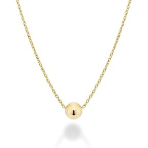 Miabella 925 Sterling Silver or 18Kt Yellow Gold Over Silver Italian 5mm Slide Bead Ball Pendant Necklace for Women Teens Chain Made in Italy in Saudi Arabia