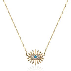 BENEIGE Evil Eye Necklace 14K Gold Plated Cute Dainty Cubic Zirconia Colored Eye Hamsa Pendant Choker Handmade Everyday Minimalist Jewelry for Women… in Kuwait