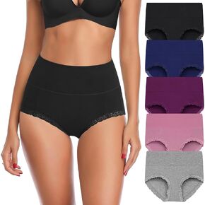 ملابس داخلية نسائية قطنية من UMMISS، سراويل داخلية عالية الخصر للتحكم في البطن، ناعمة ومسامية، بدون سراويل داخلية للسيدات، عبوات متعددة in Kuwait