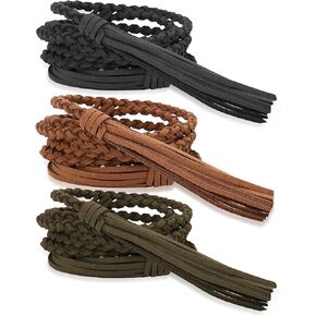 Yolev 3 Pieces Skinny Tassel Belts for Women Dresses Braided Waist Belt Woven Tassel Chain Belt Rope Belt for Skirt Dress