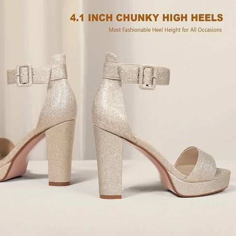 IDIFU Women's IN4 Platform Chunky High Heels | Ankle Strap Heeled Sandals Wedding Party Dress Shoes in Saudi Arabia