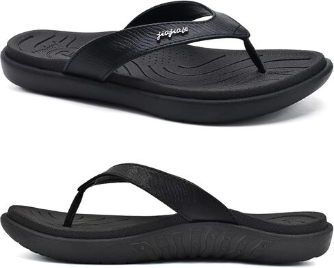 jiajiale Womens Fashion Orthotic Flip Flops للسيدات سهل الارتداء وخفيف الوزن ومريح وسميك ووسادة يوجا وصنادل رفيعة مع دعم قوس التهاب اللفافة الأخمصية in Kuwait