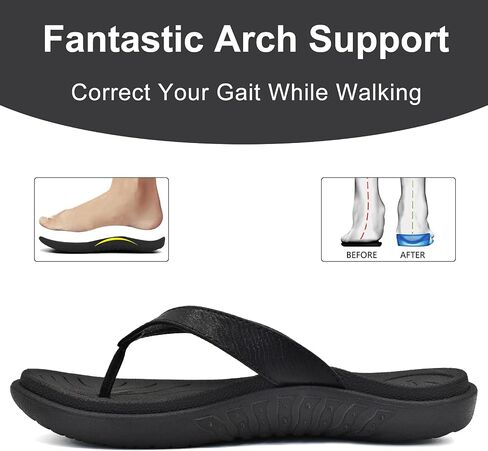 jiajiale Womens Fashion Orthotic Flip Flops للسيدات سهل الارتداء وخفيف الوزن ومريح وسميك ووسادة يوجا وصنادل رفيعة مع دعم قوس التهاب اللفافة الأخمصية in Kuwait