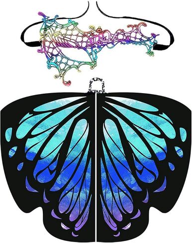 Halloween/Party Butterfly Wings Costumes for Women,Soft Fabric Butterfly Shawl Fairy Ladies Nymph Pixie Festival Rave Dress in Kuwait