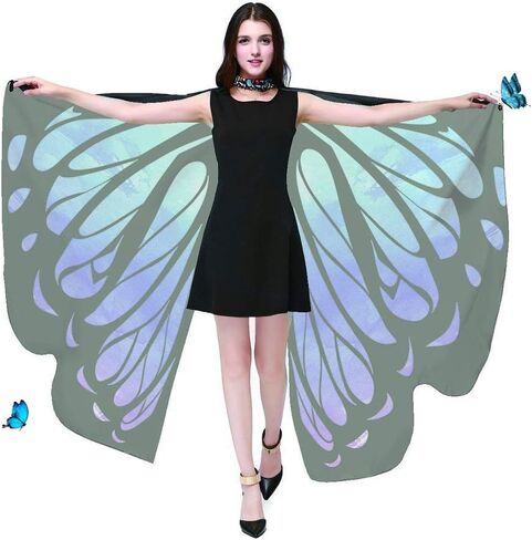 Halloween/Party Butterfly Wings Costumes for Women,Soft Fabric Butterfly Shawl Fairy Ladies Nymph Pixie Festival Rave Dress in Kuwait