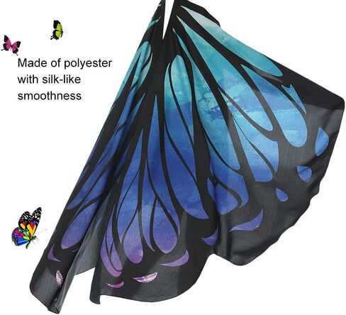 Halloween/Party Butterfly Wings Costumes for Women,Soft Fabric Butterfly Shawl Fairy Ladies Nymph Pixie Festival Rave Dress in Kuwait