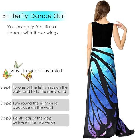 Halloween/Party Butterfly Wings Costumes for Women,Soft Fabric Butterfly Shawl Fairy Ladies Nymph Pixie Festival Rave Dress in Kuwait