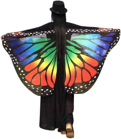 Halloween/Party Butterfly Wings Costumes for Women,Soft Fabric Butterfly Shawl Fairy Ladies Nymph Pixie Festival Rave Dress in Kuwait