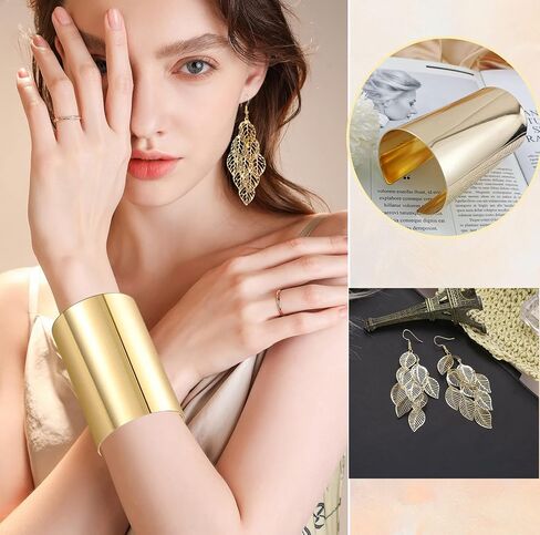 FIRAZIO 7 Pieces 70s Disco Accessories Costume Jewelry Set For Women Rimless Diamond Cutting Sunglasses Gold Cuff Bangle Bracelet Layered Choker Necklace Disco Earrings in Saudi Arabia
