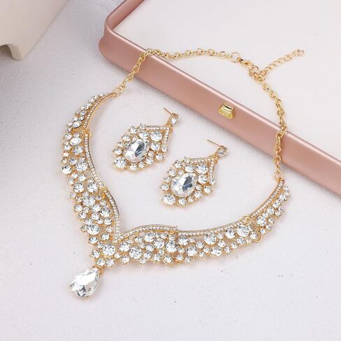 Kamirola Tiaras and Crowns for Women,Tiaras Earrings Necklace, Crystal Bridal Jewelry Set, Costume Party Halloween Prom Pageant Jewelry for Women Girls(TR22) in Kuwait