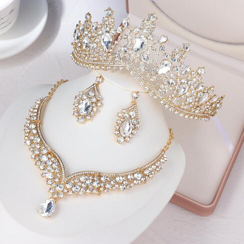 Kamirola Tiaras and Crowns for Women,Tiaras Earrings Necklace, Crystal Bridal Jewelry Set, Costume Party Halloween Prom Pageant Jewelry for Women Girls(TR22) in Kuwait