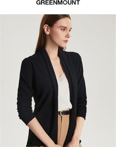 GreenMount Women's Cashmere Short Cardigan Long Sleeve Lightweight Recycled Cashmere Sweater for Women with Belt in Kuwait