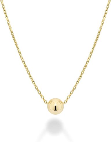 Miabella 925 الفضة الاسترليني أو 18Kt الذهب الأصفر على الفضة الإيطالية 5mm الشريحة الخرزة الكرة قلادة قلادة للنساء المراهقات سلسلة صنع في إيطاليا in Kuwait
