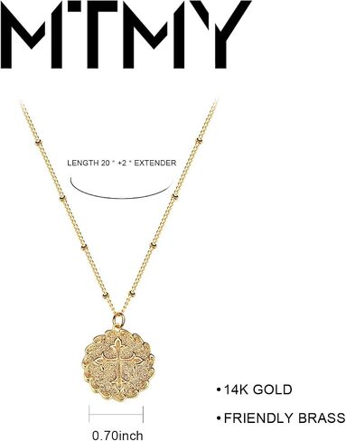 MTMY Gold Cross Necklace 14K Gold Plated Dainty Gold Cross Pendant Necklace for Women Delicate Necklace Jewelry Gifts in Kuwait