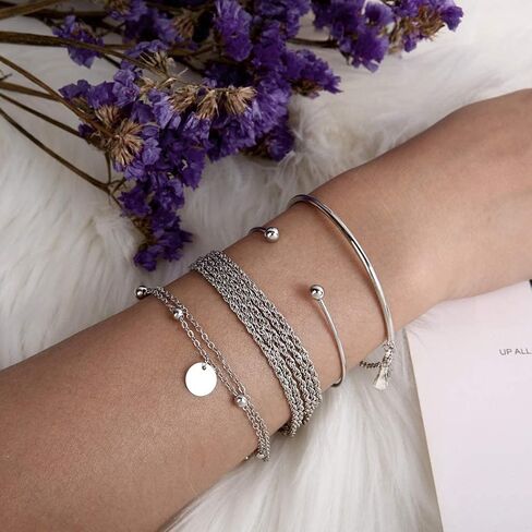 Bniealsy بوهو طبقات القمر مجموعة أساور الذهب كريستال قابل للتكديس قابل للتعديل حجر الراين سلسلة المعصم الشاطئ والمجوهرات للنساء والفتيات في سن المراهقة in Kuwait