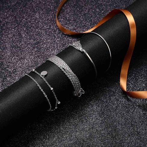 Bniealsy بوهو طبقات القمر مجموعة أساور الذهب كريستال قابل للتكديس قابل للتعديل حجر الراين سلسلة المعصم الشاطئ والمجوهرات للنساء والفتيات في سن المراهقة in Kuwait