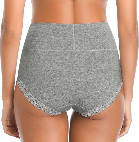ملابس داخلية نسائية قطنية من UMMISS، سراويل داخلية عالية الخصر للتحكم في البطن، ناعمة ومسامية، بدون سراويل داخلية للسيدات، عبوات متعددة in Kuwait