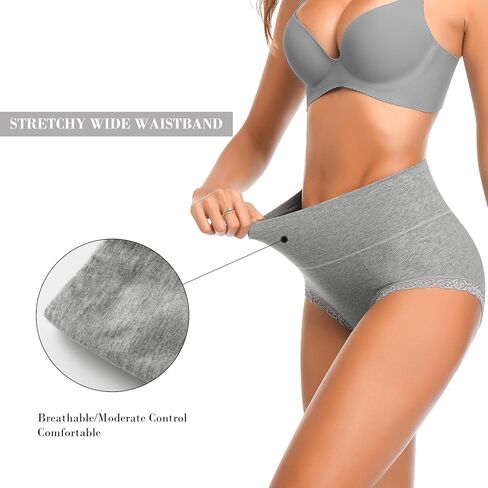 ملابس داخلية نسائية قطنية من UMMISS، سراويل داخلية عالية الخصر للتحكم في البطن، ناعمة ومسامية، بدون سراويل داخلية للسيدات، عبوات متعددة in Kuwait