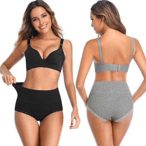 ملابس داخلية نسائية قطنية من UMMISS، سراويل داخلية عالية الخصر للتحكم في البطن، ناعمة ومسامية، بدون سراويل داخلية للسيدات، عبوات متعددة in Kuwait