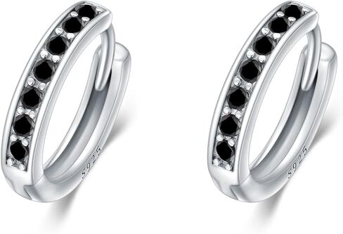 AOBOCO S925 الفضة الاسترليني جوهرة الميلاد Huggie أقراط هوب صغيرة للنساء الفتيات المراهقات، مصنوعة من زركونيا مكعب وكريستال نمساوي in Kuwait