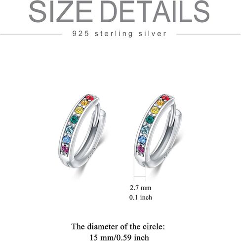 AOBOCO S925 Sterling Silver Birthstone Huggie Small Hoop Earrings for Women Girls Teens, Made with Cubic Zirconia and Austrian Crystals in Kuwait