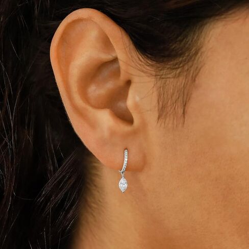 Dainty Huggie Hoop Earrings with Dangle for Women Girls, 925 Sterling Silver Small Huggie Earring with Drop Charm for Everyday in Kuwait