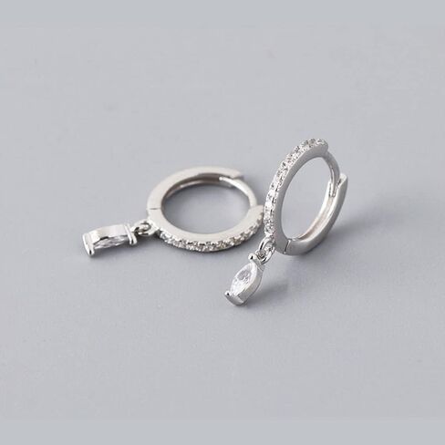 Dainty Huggie Hoop Earrings with Dangle for Women Girls, 925 Sterling Silver Small Huggie Earring with Drop Charm for Everyday in Kuwait