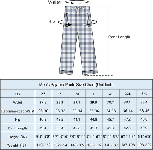 HomyComy Men's Pajama Pants Soft Sleep Pants Pajama Bottoms Cotton Lounge Pants with Pockets in Kuwait