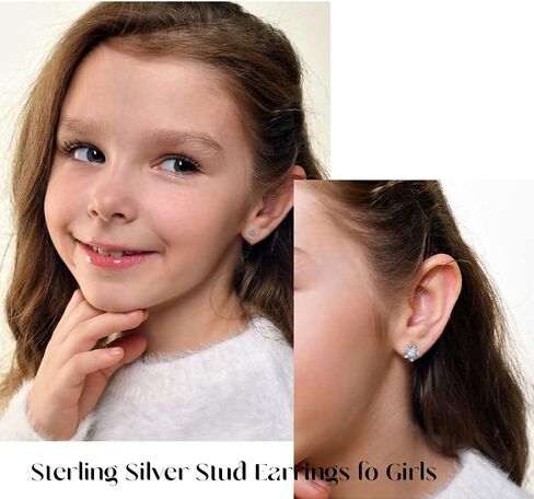 GUROTD 6 أزواج من الأقراط الفضية الاسترلينية للنساء والفتيات 925 أقراط فضية صغيرة على شكل زهرة قلب على شكل فراشة أقراط هيبوالرجينيك مكعب زركونيا الماس مجموعة أقراط مرصعة in Kuwait