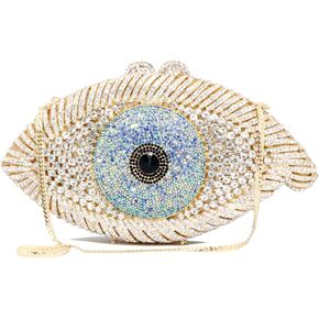 Diamond Purse Designer Evil Eye Bags Bridal Wedding Evening Bag For Women Black Rhinestone Prom Crystal Clutch in Saudi Arabia