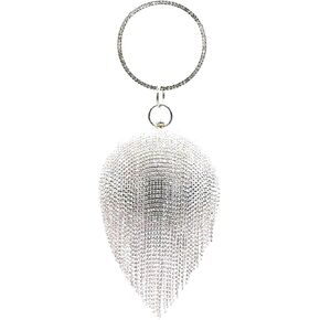 Lanpet Women Round Ball Crystal Evening Clutch Purse Tassel Wedding Party Handbags