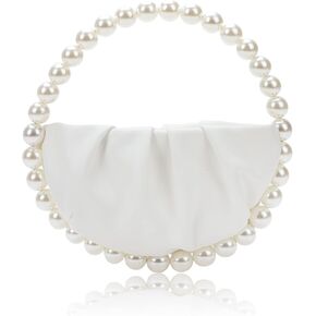 CARIEDO Pearl Soft Face Pleated Handbag Advanced Evening Bag Party Prom Bride Purse Phone Clutch Purse in Kuwait