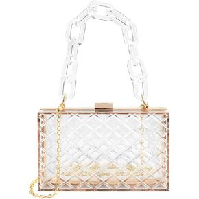 Women Clear Purse, Acrylic Evening Clutch Bag, Transparent Crossbody Shoulder Handle Handbag Fits School Prom & Concerts