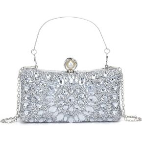 Lanpet Women Clutches Multicolor Crystal Rhinestone Evening Handbag Chain Strap Shoulder Bag