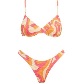 VOLAFA Women's Triangle Bikini Set Textured Frilled Smocked Ruched Push Up Swimsuit Two Piece Bathing Suit