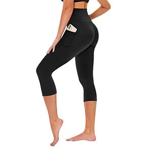TNNZEET Capri Leggings for Women - Tummy Control Black Leggings with Pockets High Waisted Yoga Pants Workout Cycling Leggings