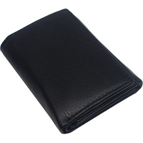 Men's RFID Blocking Premium Leather Chain Trifold Wallet (Black No Chain) in Saudi Arabia