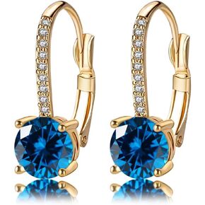 Ladies 1 Carat Diamond Pendant Earrings 18K Gold Plated Cubic Zirconia Hanging Lever Bridal Earrings Girls and Women's Fashion Jewelry in Saudi Arabia