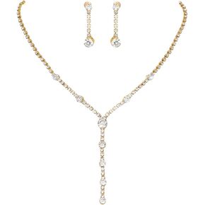 Unicra Rhinestone Bride Necklace Earrings Set Silver Crystal Bridal Wedding Jewelry Sets Prom Costume Jewelry Set Party Choker Necklace for Women and Girls