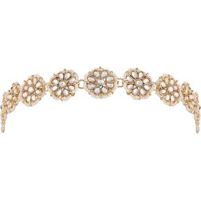 I Jewels 18k Gold Plated Indian Wedding Bollywood Floral Kundan Pearl Studded Rajasthani Sheeshphool/Mathapatti for Women (T206-7) in Saudi Arabia