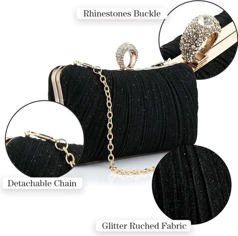 Simcat Women Gold Clutch Purses Glitter Evening Handbag Pleated Evening Bag for Lady Formal Bridal Wedding Prom in Saudi Arabia